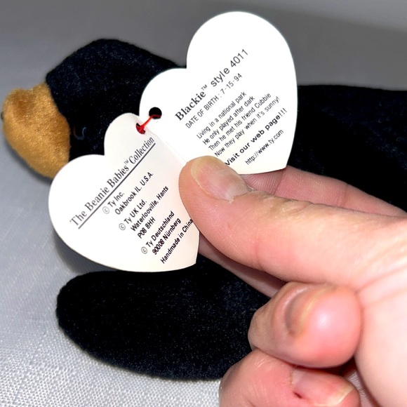 Blackie Black Bear Beanie Baby - Picture 2 of 9